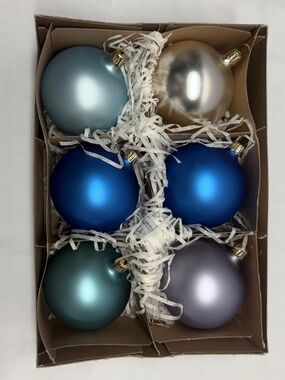 6 VINTAGE SMITH AND HAWKEN SATIN GLASS CHRISTMAS ORNAMENTS - GERMANY